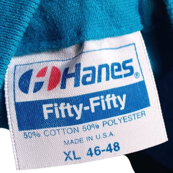 XL Vintage Mens T-shirt Single Stitch Nebraska Centennial Blue Hanes 1990's USA - Picture 3 of 8